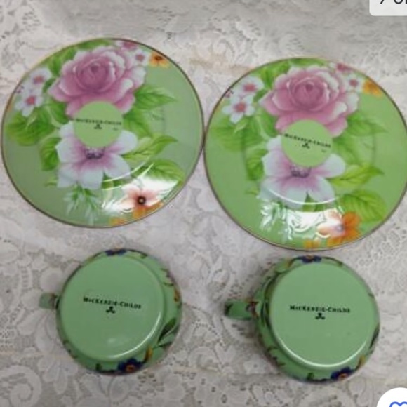 Vintage, MacKenzie Childs Green Enamelware 4pcTea -Luncheon Set - Picture 6 of 7